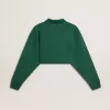 Groen cropped polosweatshirt voor dames met print