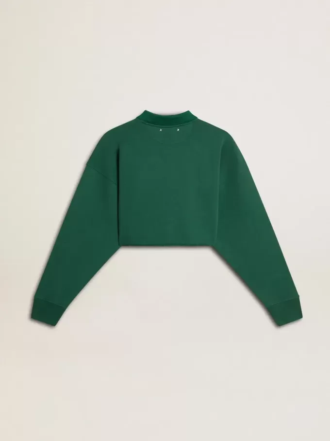 Groen cropped polosweatshirt voor dames met print