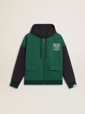 Groen en blauw omkeerbaar sweatshirt met capuchon voor heren