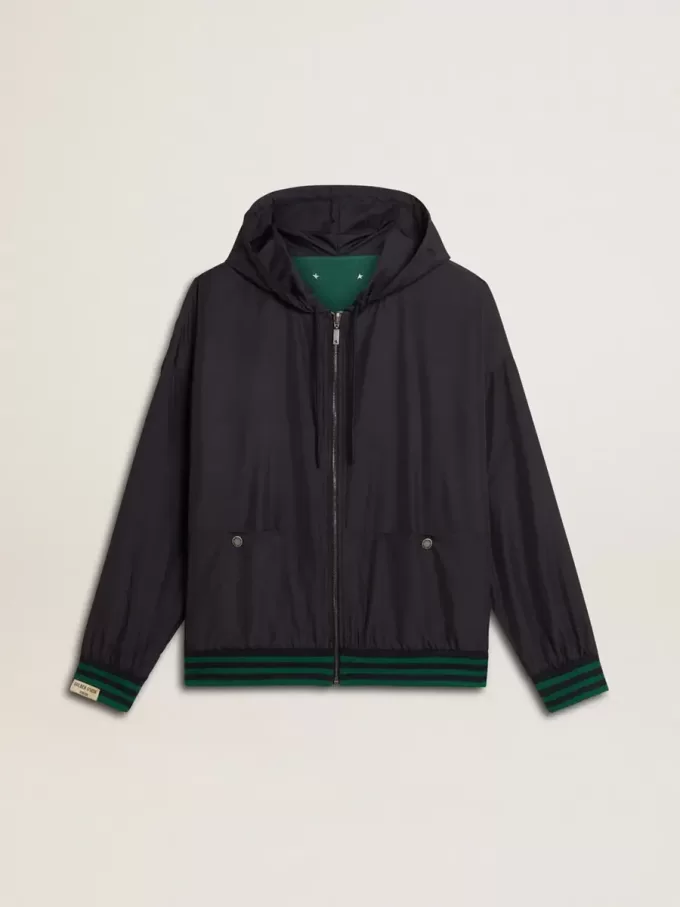 Groen en blauw omkeerbaar sweatshirt met capuchon voor heren