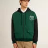 Groen en blauw omkeerbaar sweatshirt met capuchon voor heren