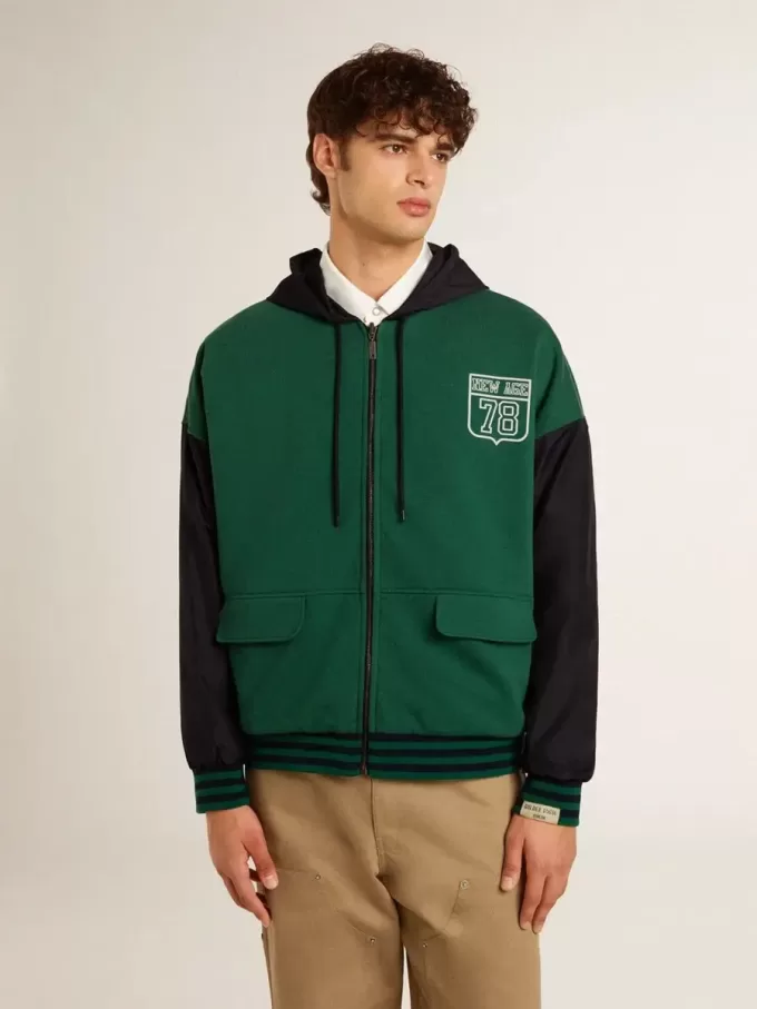Groen en blauw omkeerbaar sweatshirt met capuchon voor heren