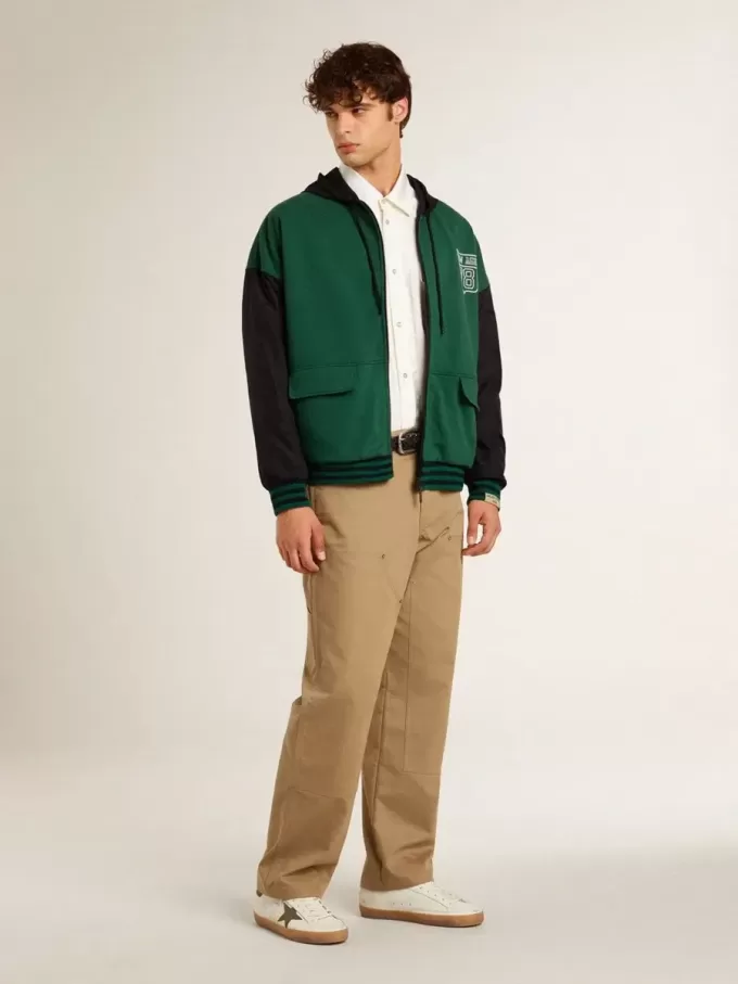 Groen en blauw omkeerbaar sweatshirt met capuchon voor heren