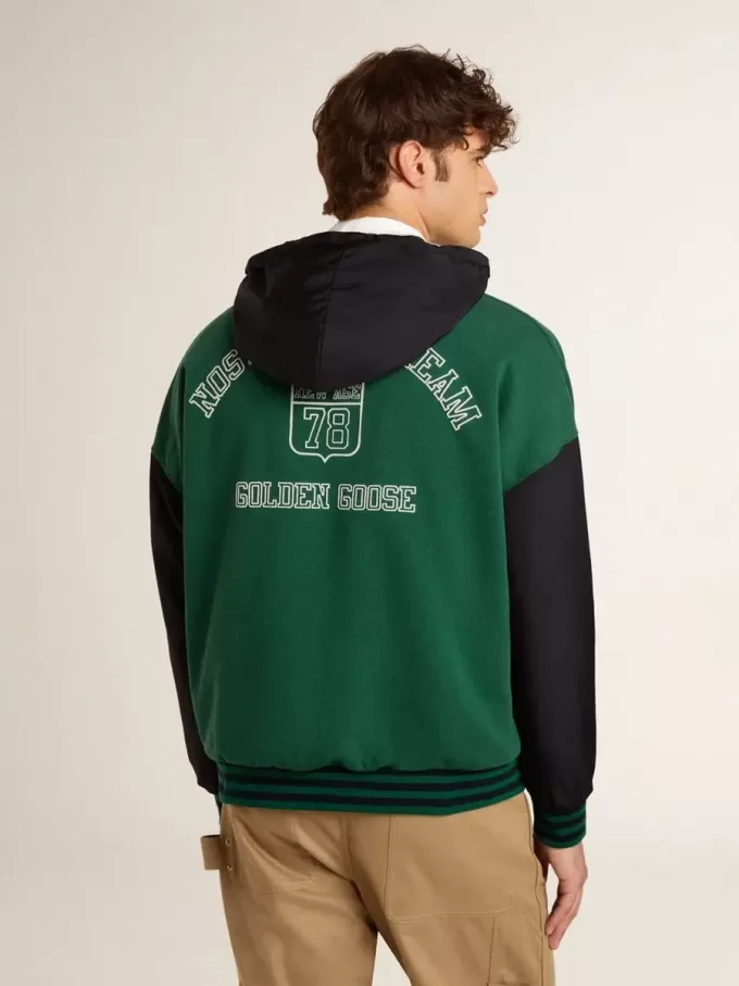 Groen en blauw omkeerbaar sweatshirt met capuchon voor heren