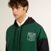 Groen en blauw omkeerbaar sweatshirt met capuchon voor heren
