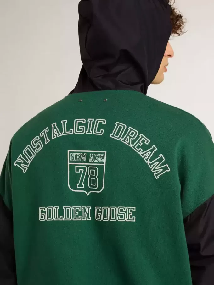 Groen en blauw omkeerbaar sweatshirt met capuchon voor heren