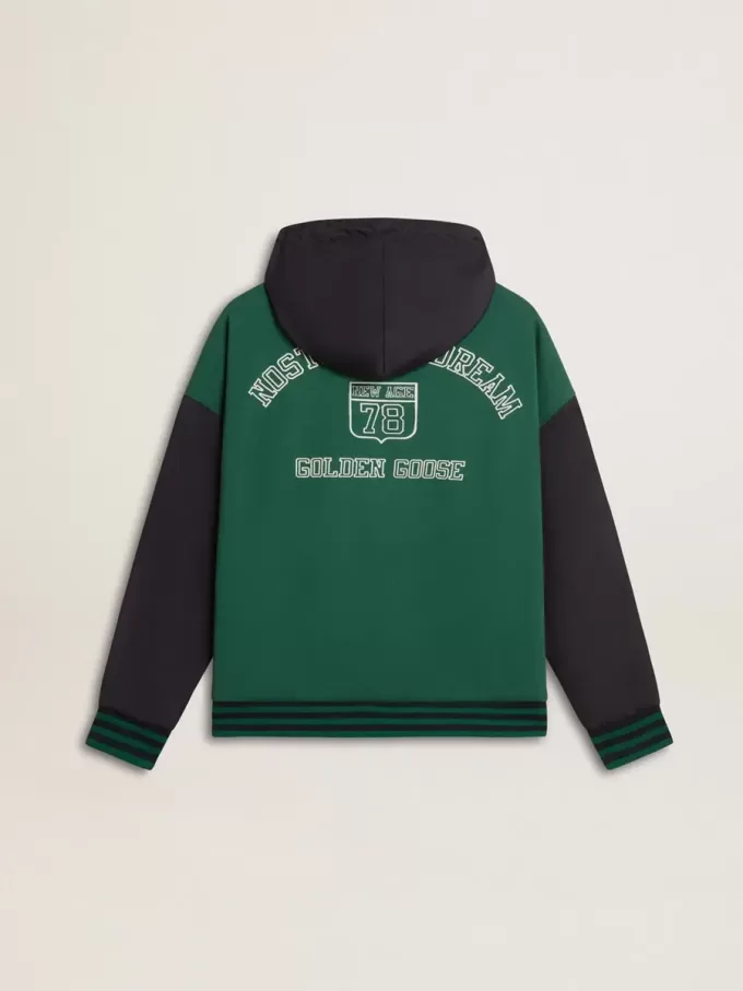 Groen en blauw omkeerbaar sweatshirt met capuchon voor heren