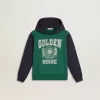 Groen en blauw sweatshirt voor jongens met capuchon en print