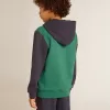 Groen en blauw sweatshirt voor jongens met capuchon en print
