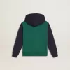 Groen en blauw sweatshirt voor jongens met capuchon en print