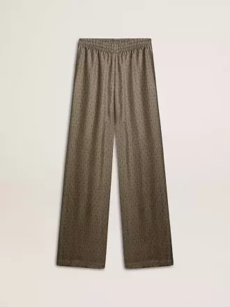 Groene viscose-zijde broek voor dames met bloemenpatroon