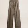 Groene viscose-zijde broek voor dames met bloemenpatroon