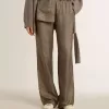 Groene viscose-zijde broek voor dames met bloemenpatroon