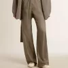 Groene viscose-zijde broek voor dames met bloemenpatroon