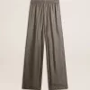 Groene viscose-zijde broek voor dames met bloemenpatroon
