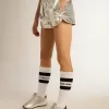 Hardloopshort voor dames in zilverkleurige stof
