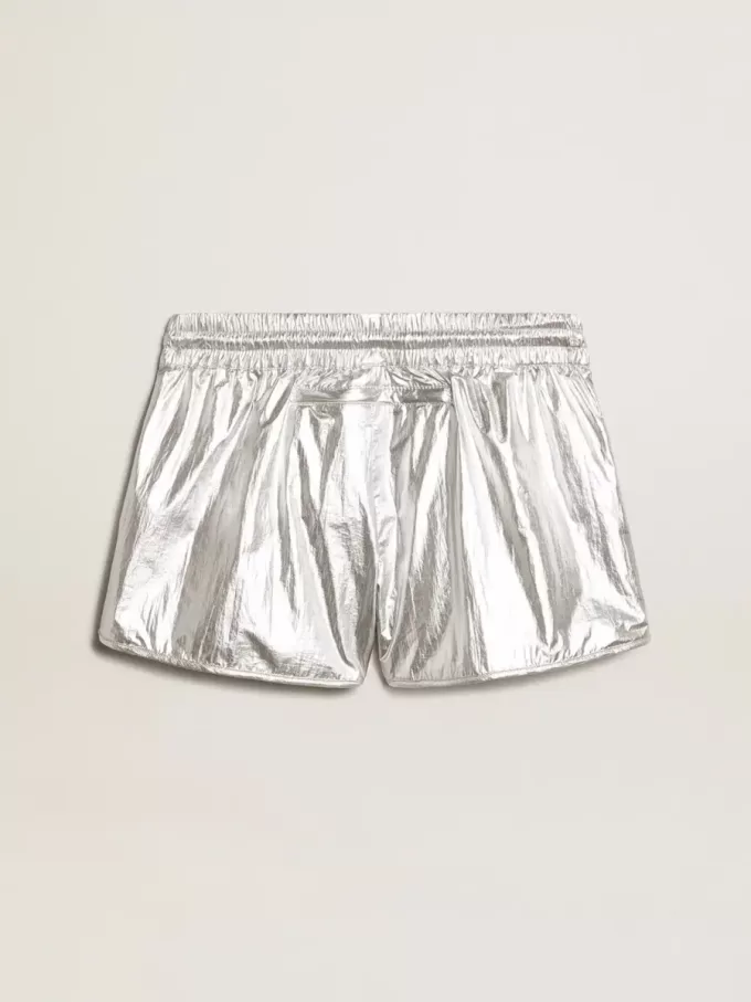 Hardloopshort voor dames in zilverkleurige stof