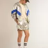 Hardloopshort voor heren van zilverkleurige stof