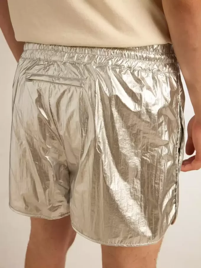 Hardloopshort voor heren van zilverkleurige stof