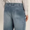 Heren chino van denim met distressed details