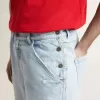 Heren denim bermuda met doorleefd effect