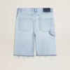 Heren denim bermuda met doorleefd effect