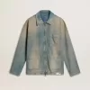 Heren denim jasje met distressed effect en ritssluiting