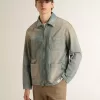 Heren denim jasje met distressed effect en ritssluiting
