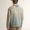 Heren denim jasje met distressed effect en ritssluiting