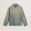 Heren denim jasje met distressed effect en ritssluiting
