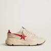 Heren Running Sole in grijs nappaleer met rode nappaleer ster en hielstuk