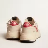 Heren Running Sole in grijs nappaleer met rode nappaleer ster en hielstuk