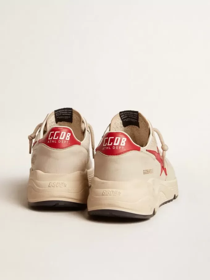 Heren Running Sole in grijs nappaleer met rode nappaleer ster en hielstuk