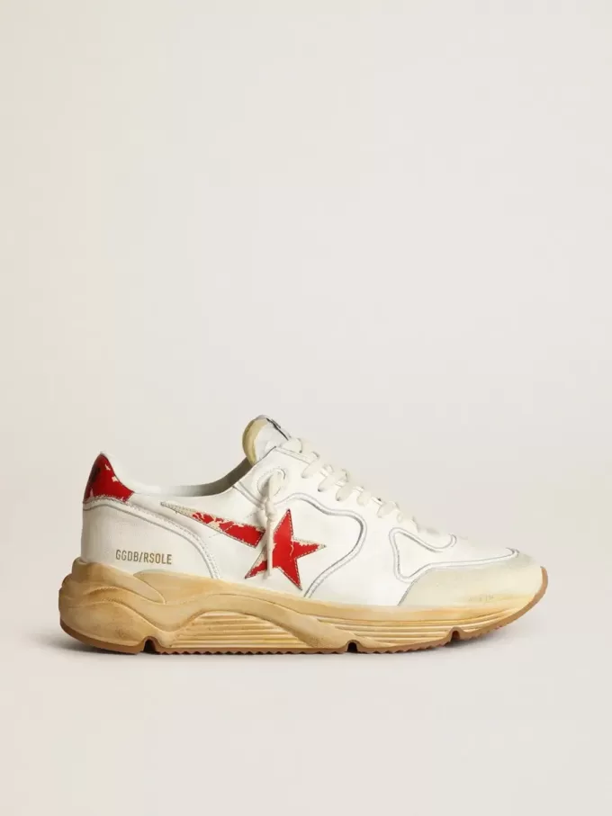 Heren Running Sole met leren ster en hielstuk met rode print