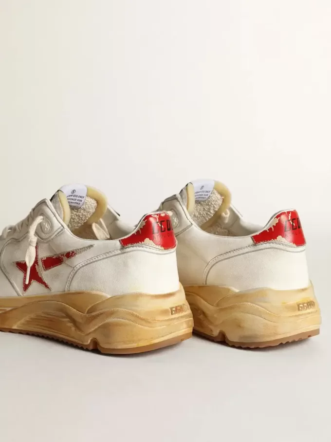Heren Running Sole met leren ster en hielstuk met rode print
