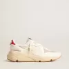 Heren Running Sole van nappaleer met beige leren ster en rode hiellip.
