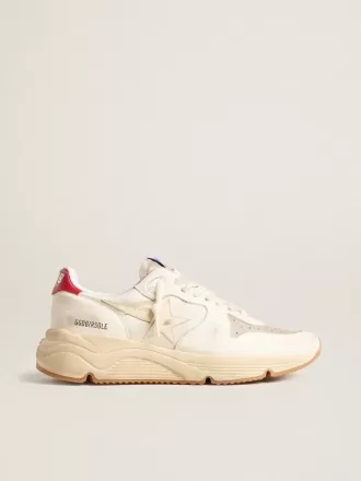 Heren Running Sole van nappaleer met beige leren ster en rode hiellip.