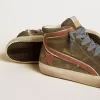 Heren Slide in grijs suède met bruine nubuck ster en flash