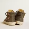 Heren Slide in grijs suède met bruine nubuck ster en flash