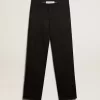 Heren smokingbroek van zwarte wollen gabardine