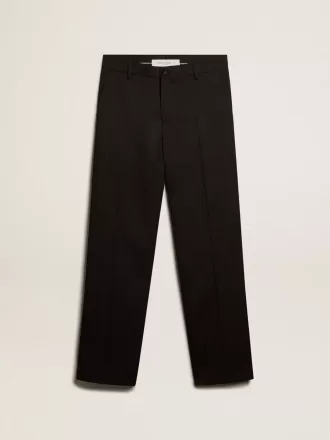 Heren smokingbroek van zwarte wollen gabardine