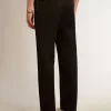 Heren smokingbroek van zwarte wollen gabardine