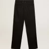 Heren smokingbroek van zwarte wollen gabardine