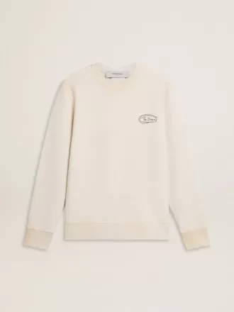 Heren sweatshirt in versleten wit met print