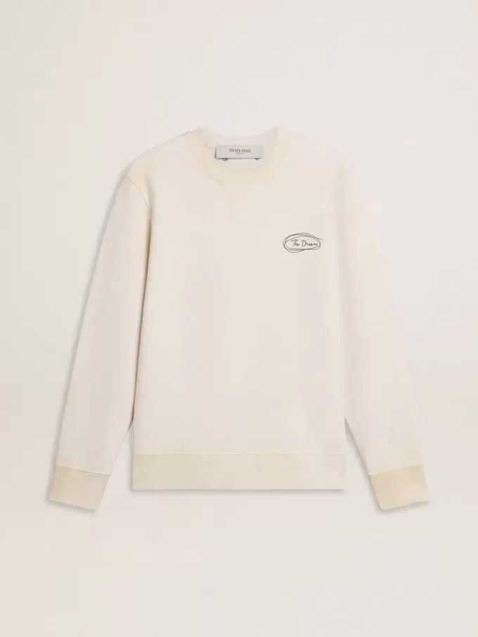 Heren sweatshirt in versleten wit met print