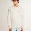 Heren sweatshirt in versleten wit met print