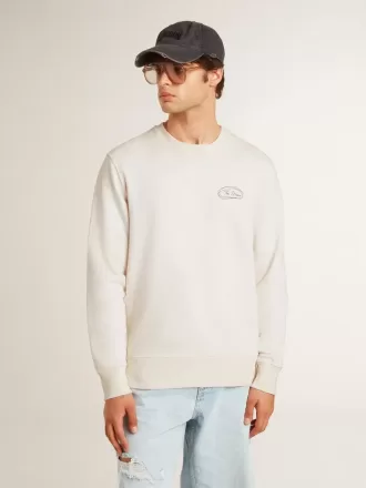 Heren sweatshirt in versleten wit met print