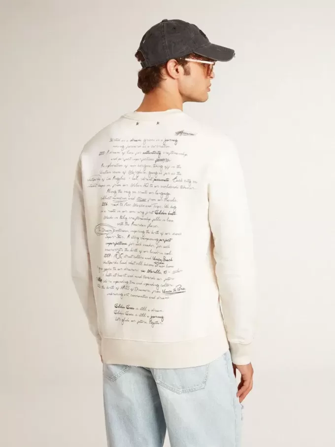 Heren sweatshirt in versleten wit met print