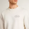Heren sweatshirt in versleten wit met print