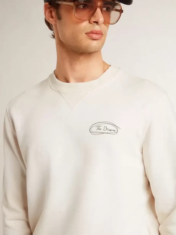 Heren sweatshirt in versleten wit met print